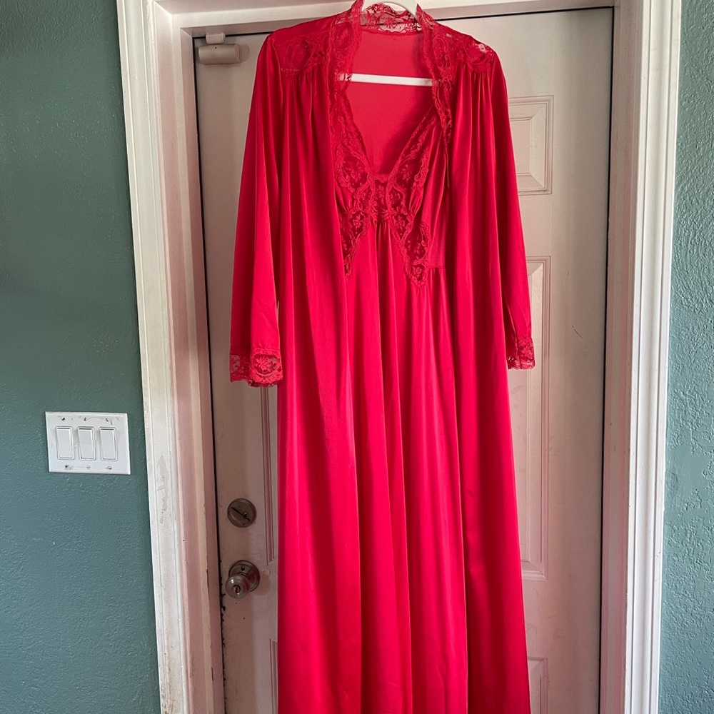 Olga body silk floor length nightgown and robe